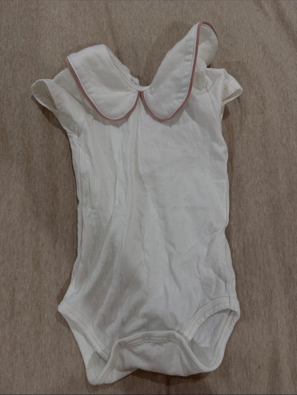 Oso and Me White Baby One-Piece Bodysuit with Pink-Trim Collar